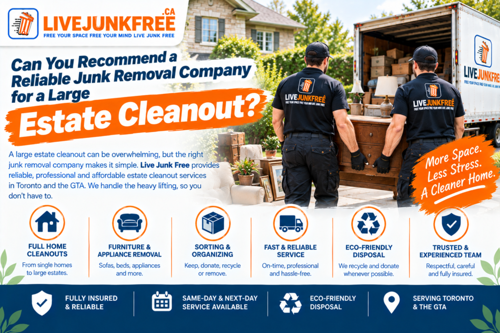 So, how do you find a reliable junk removal company for a large estate cleanout? The right company should be able to handle a large volume of household items, provide clear communication, manage heavy lifting and hauling, and explain how different materials will be handled.